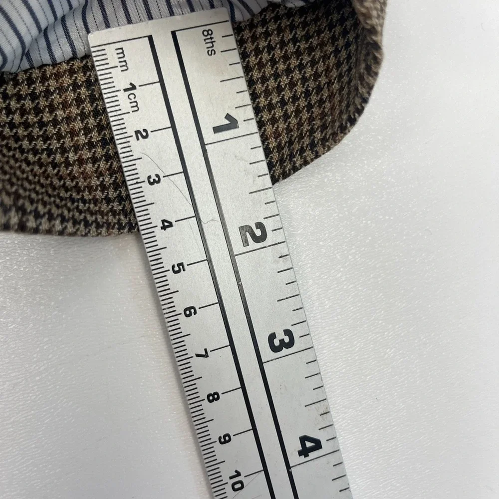 Hugh & Crye Blazer Measured 40S Average/Slim Tan Wool Silk Houndstooth Jacket